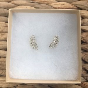 Crystal & 18k gold plated marquise fanned ear climber earrings